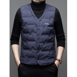 25新款薄款男士高級商務羽絨馬甲秋冬季無領修身內搭貼身保暖背心