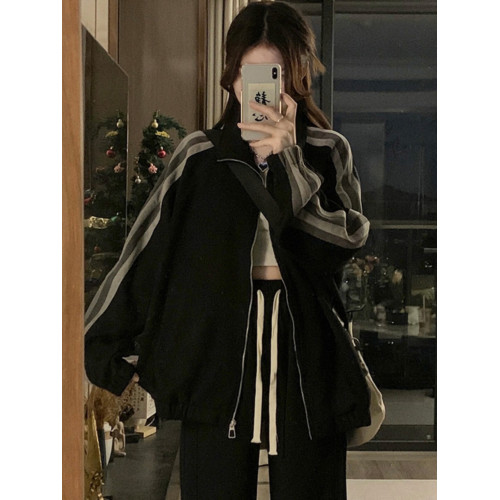 美式麂皮絨棒球服外套女2025春秋季新款高街oversize拼接開衫衛衣 美式麂皮絨棒球服外套女2025春秋季新款高街oversize拼接開衫衛衣