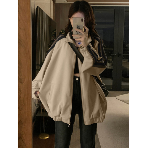 美式麂皮絨棒球服外套女2025春秋季新款高街oversize拼接開衫衛衣 美式麂皮絨棒球服外套女2025春秋季新款高街oversize拼接開衫衛衣