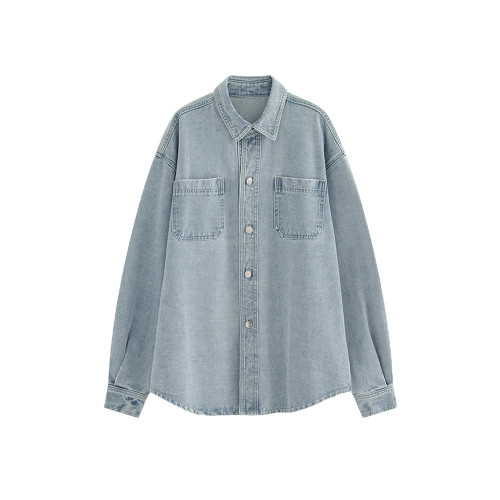 韓系chic牛仔襯衫外套女2025早初春秋季新款休閒百搭寬松夾克上衣 韓系chic牛仔襯衫外套女2025早初春秋季新款休閒百搭寬松夾克上衣