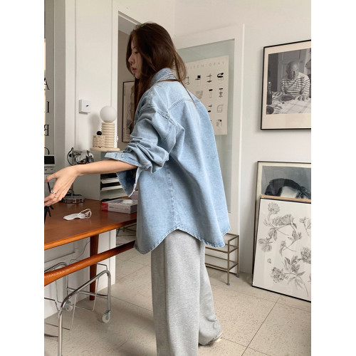 韓系chic牛仔襯衫外套女2025早初春秋季新款休閒百搭寬松夾克上衣 韓系chic牛仔襯衫外套女2025早初春秋季新款休閒百搭寬松夾克上衣