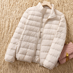 優質輕薄羽絨服女春秋新款白鴨絨立領短款薄款大碼修身媽媽外套