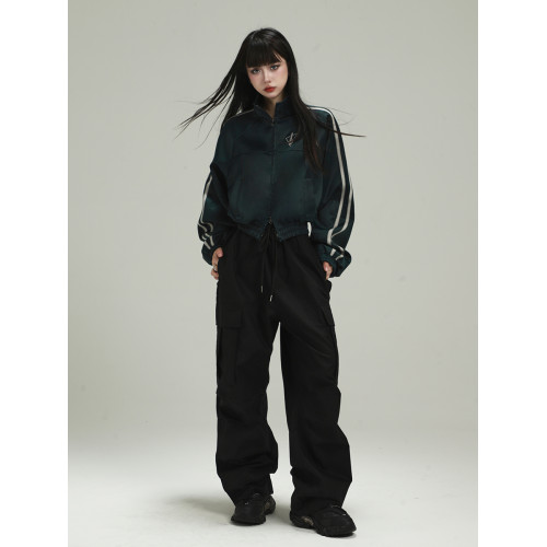 幽靈少女美式墨綠色短款運動棒球服外套女時尚洋氣時髦飛行員夾克 幽靈少女美式墨綠色短款運動棒球服外套女時尚洋氣時髦飛行員夾克