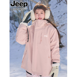JEEP羽絨服沖鋒衣女冬季2025新款小個子加絨加厚三合一內膽滑雪服