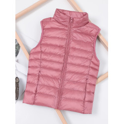 秋冬新款輕薄羽絨馬甲女短款立領坎肩背心休閒百搭內膽白鴨絨外套