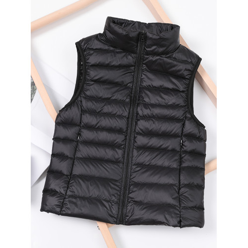 秋冬新款輕薄羽絨馬甲女短款立領坎肩背心休閒百搭內膽白鴨絨外套 秋冬新款輕薄羽絨馬甲女短款立領坎肩背心休閒百搭內膽白鴨絨外套