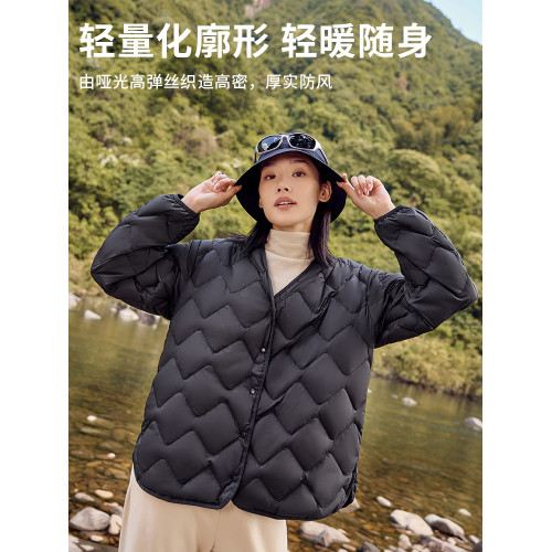 雅鹿輕薄羽絨服女內膽2025新款時尚短款休閒保暖菱形格薄外套 雅鹿輕薄羽絨服女內膽2025新款時尚短款休閒保暖菱形格薄外套