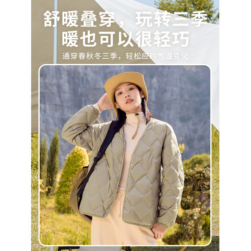 雅鹿輕薄羽絨服女內膽2025新款時尚短款休閒保暖菱形格薄外套 雅鹿輕薄羽絨服女內膽2025新款時尚短款休閒保暖菱形格薄外套