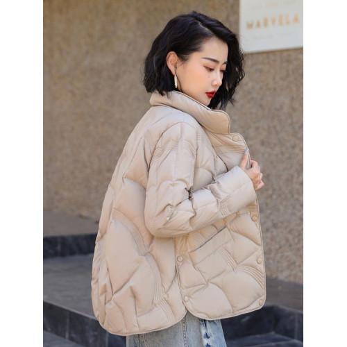 2025新款祥雲短款羽絨服女冬季小個子輕薄休閒時尚黑色大碼外套