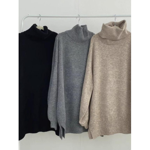 大碼慵懶風軟糯中長款高領毛衣女秋冬胖妹妹寬松顯瘦針織內搭上衣