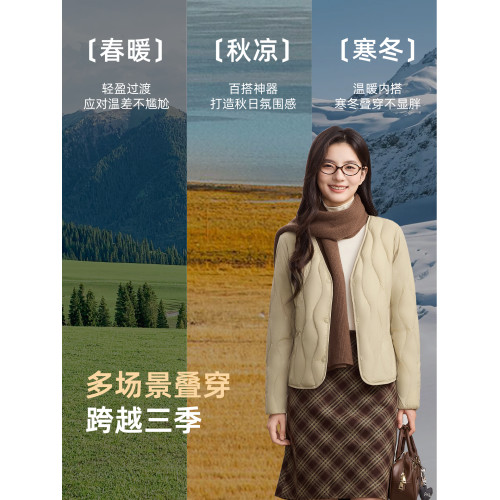 雅鹿輕薄羽絨內膽女v領2025冬季新款低領修身大衣內搭短款羽絨服 雅鹿輕薄羽絨內膽女v領2025冬季新款低領修身大衣內搭短款羽絨服