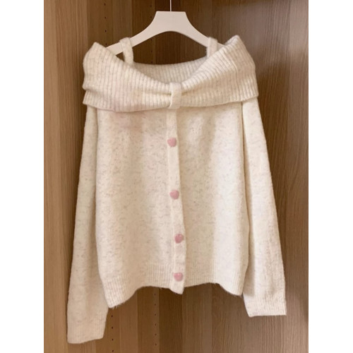 2025新款溫柔風甜美一字肩毛衣女秋冬季韓系高級感針織衫露肩上衣 2025新款溫柔風甜美一字肩毛衣女秋冬季韓系高級感針織衫露肩上衣