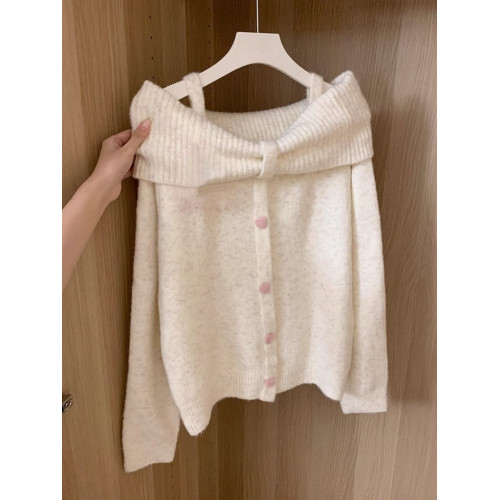 2025新款溫柔風甜美一字肩毛衣女秋冬季韓系高級感針織衫露肩上衣 2025新款溫柔風甜美一字肩毛衣女秋冬季韓系高級感針織衫露肩上衣