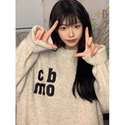 日系復古毛衣女秋冬寬松外穿慵懶風設計感小衆套頭內搭針織上衣