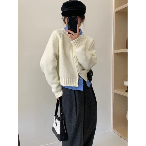 慵懶風雙拉鍊毛衣外套女2025秋冬短款設計感小衆簡約韓系針織開衫 慵懶風雙拉鍊毛衣外套女2025秋冬短款設計感小衆簡約韓系針織開衫