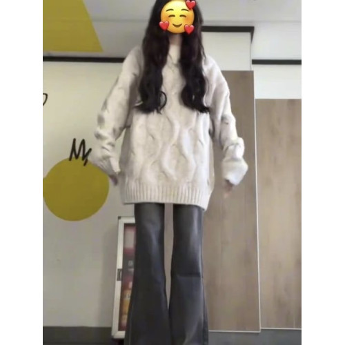 美式奶fufu寬松長袖針織衫上衣秋冬慵懶麻花寬松加厚顯瘦休閒毛衣 美式奶fufu寬松長袖針織衫上衣秋冬慵懶麻花寬松加厚顯瘦休閒毛衣