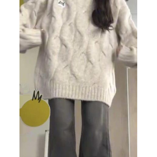 美式奶fufu寬松長袖針織衫上衣秋冬慵懶麻花寬松加厚顯瘦休閒毛衣 美式奶fufu寬松長袖針織衫上衣秋冬慵懶麻花寬松加厚顯瘦休閒毛衣