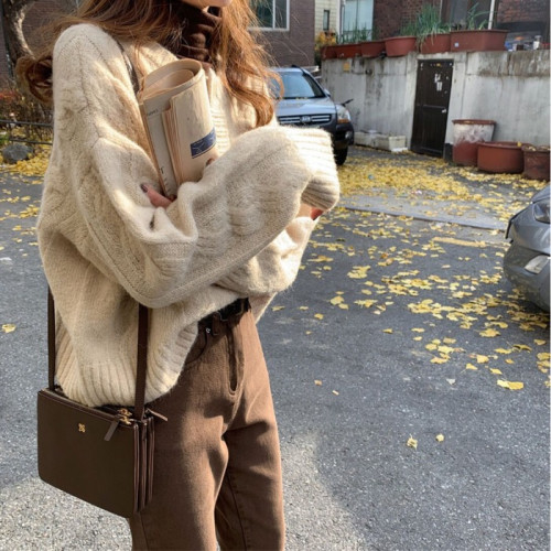 慵懶風復古港味麻花毛衣開衫女2025年新款秋冬寬松外穿針織衫外套 慵懶風復古港味麻花毛衣開衫女2025年新款秋冬寬松外穿針織衫外套