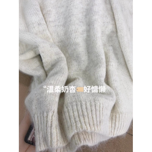 韓系奶杏色蕾絲拼接V領針織衫毛衣女2025秋冬新款高級感寬松上衣 韓系奶杏色蕾絲拼接V領針織衫毛衣女2025秋冬新款高級感寬松上衣