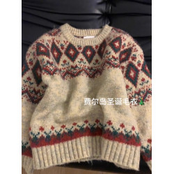 今年流行的日系費爾島復古毛衣冬季加厚女慵懶高級感寬松內搭秋冬