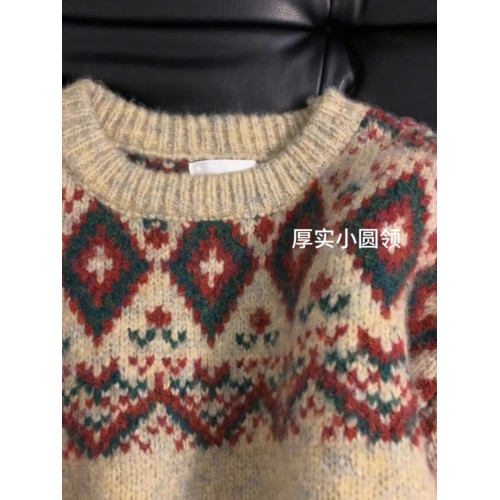 今年流行的日系費爾島復古毛衣冬季加厚女慵懶高級感寬松內搭秋冬 今年流行的日系費爾島復古毛衣冬季加厚女慵懶高級感寬松內搭秋冬