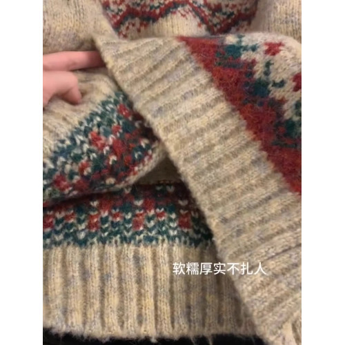 今年流行的日系費爾島復古毛衣冬季加厚女慵懶高級感寬松內搭秋冬 今年流行的日系費爾島復古毛衣冬季加厚女慵懶高級感寬松內搭秋冬