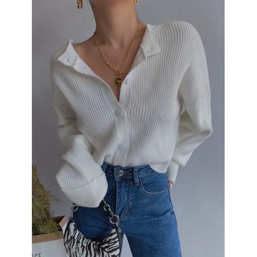 自製白開衫毛衣外套女寬松新款長袖外穿上衣春秋短款針織衫ins潮 自製白開衫毛衣外套女寬松新款長袖外穿上衣春秋短款針織衫ins潮