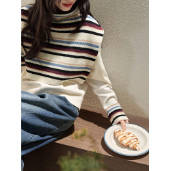 設計感條紋披肩毛衣馬甲兩件套裝25秋冬新款女針織衫高領曡穿上衣