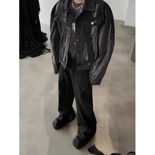 美式復古牛仔外套男款痞帥紥染男生牛仔衣高級感工裝夾克2024新款 美式復古牛仔外套男款痞帥紥染男生牛仔衣高級感工裝夾克2024新款