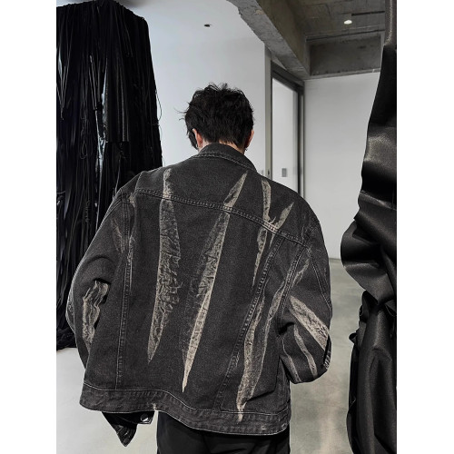 美式復古牛仔外套男款痞帥紥染男生牛仔衣高級感工裝夾克2024新款 美式復古牛仔外套男款痞帥紥染男生牛仔衣高級感工裝夾克2024新款