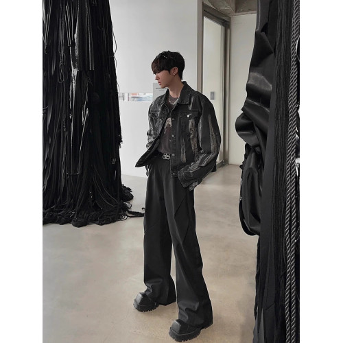 美式復古牛仔外套男款痞帥紥染男生牛仔衣高級感工裝夾克2024新款 美式復古牛仔外套男款痞帥紥染男生牛仔衣高級感工裝夾克2024新款