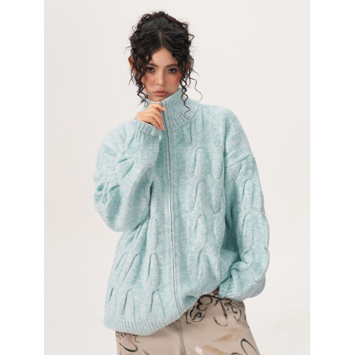 BWKA美式復古麻花針織開衫女男2024秋冬重磅加厚寬松休閒毛衣外套 BWKA美式復古麻花針織開衫女男2024秋冬重磅加厚寬松休閒毛衣外套