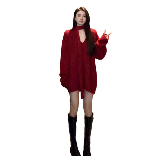 聖誕新年穿搭紅色毛衣女秋冬季2025新款內搭打底針織衫上衣高級感 聖誕新年穿搭紅色毛衣女秋冬季2025新款內搭打底針織衫上衣高級感