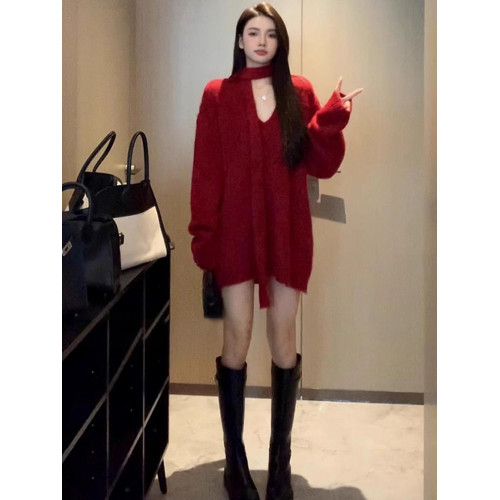 聖誕新年穿搭紅色毛衣女秋冬季2025新款內搭打底針織衫上衣高級感 聖誕新年穿搭紅色毛衣女秋冬季2025新款內搭打底針織衫上衣高級感