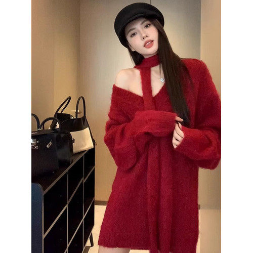 聖誕新年穿搭紅色毛衣女秋冬季2025新款內搭打底針織衫上衣高級感 聖誕新年穿搭紅色毛衣女秋冬季2025新款內搭打底針織衫上衣高級感