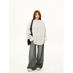 野生阿子美式復古高級感美潮小衆針織半高領外套慵嬾風情侶毛衣潮