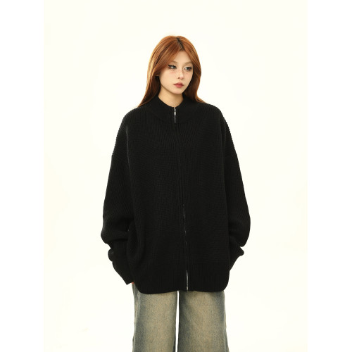 野生阿子美式復古高級感美潮小衆針織半高領外套慵嬾風情侶毛衣潮