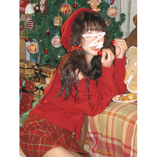 復古紅色聖誕穿搭麻花針織開衫女秋冬2025新款小個子軟糯毛衣外套 復古紅色聖誕穿搭麻花針織開衫女秋冬2025新款小個子軟糯毛衣外套