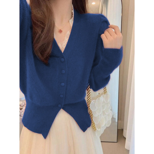 海軍藍高級感氣質毛衣開衫外套女秋冬新款洋氣顯瘦小香風針織上衣 海軍藍高級感氣質毛衣開衫外套女秋冬新款洋氣顯瘦小香風針織上衣