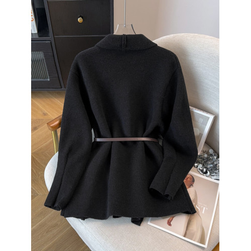 高級感黑色V領針織開衫毛衣外套女早秋裝大碼胖mm中長款收腰上衣 高級感黑色V領針織開衫毛衣外套女早秋裝大碼胖mm中長款收腰上衣