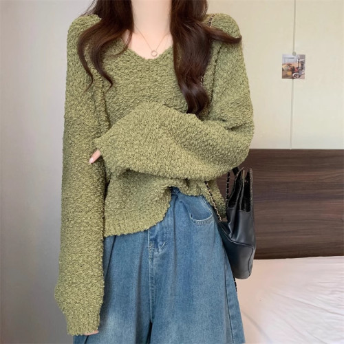 粉色短款V領針織打底衫女秋冬2025新款寬松內搭毛衣早秋穿搭上衣 粉色短款V領針織打底衫女秋冬2025新款寬松內搭毛衣早秋穿搭上衣