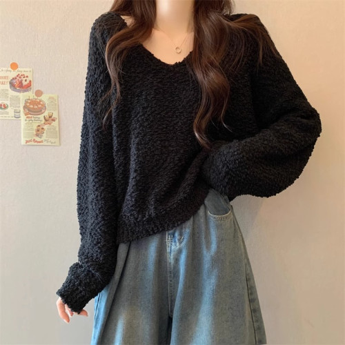 粉色短款V領針織打底衫女秋冬2025新款寬松內搭毛衣早秋穿搭上衣 粉色短款V領針織打底衫女秋冬2025新款寬松內搭毛衣早秋穿搭上衣