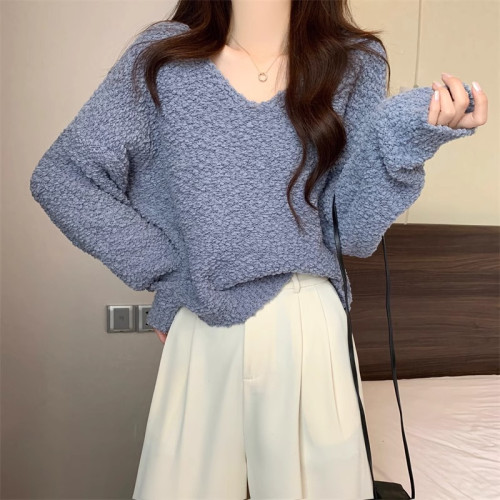 粉色短款V領針織打底衫女秋冬2025新款寬松內搭毛衣早秋穿搭上衣 粉色短款V領針織打底衫女秋冬2025新款寬松內搭毛衣早秋穿搭上衣