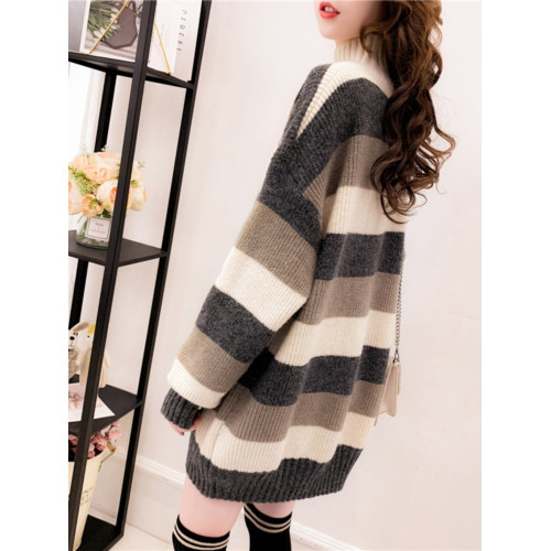 中長款毛衣女半高領秋冬季新款寬松外穿慵懶風毛衣裙加絨加厚上衣