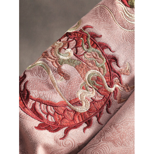 新中式秋冬麂皮絨刺綉龍圖案唐裝男外套風盤釦圓領中山裝夾克 新中式秋冬麂皮絨刺綉龍圖案唐裝男外套風盤釦圓領中山裝夾克