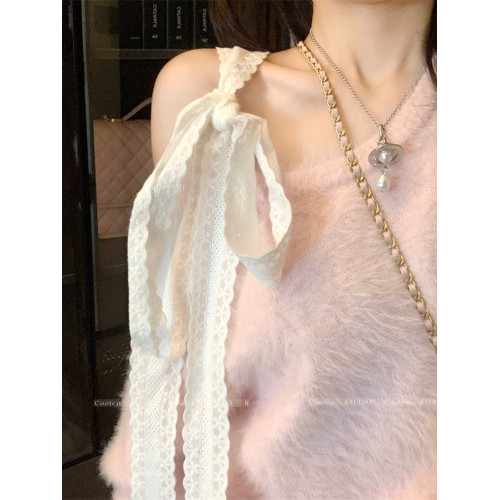 PPHOME軟糯蝴蝶露肩毛衣女秋冬設計感綁帶寬松慵懶氣質上衣針織衫 PPHOME軟糯蝴蝶露肩毛衣女秋冬設計感綁帶寬松慵懶氣質上衣針織衫