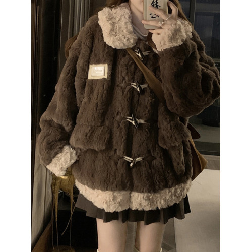 牛角釦羊羔毛外套女短款2025冬季新年輕款加厚毛絨絨棉服皮草大衣 牛角釦羊羔毛外套女短款2025冬季新年輕款加厚毛絨絨棉服皮草大衣