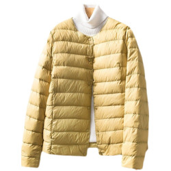 優品新款輕薄羽絨服女短款圓領v領保暖內膽無領修身大碼外套通勤