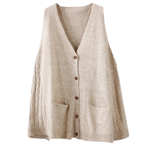 春秋寬松無袖毛衣馬褂大碼針織馬甲開衫背心中長款毛線坎肩外套女