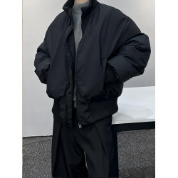 美式cleanfit外套男冬廓形飛行夾克羽絨服高級感痞帥短款立領棉衣